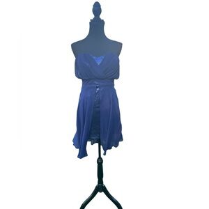 Elegant Blue Strapless Dress Blue